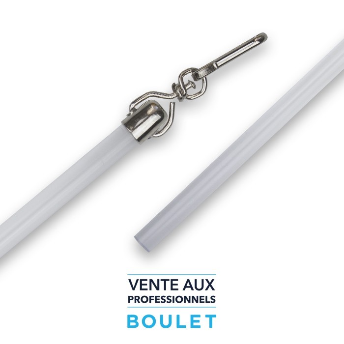 Tringle Pour Porte Boulet 1 M - Aluminium Blanc - Fixation Murale Ou Plafond, Pour Rideaux Légers à Lourds